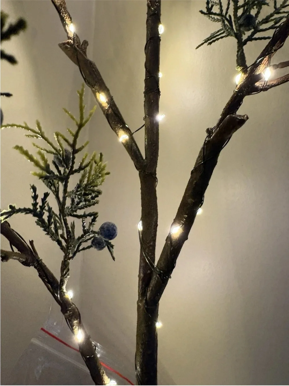 Pottery Barn 4ft Lighted Branch Faux Tree Berry LED Rustic Decor NWT